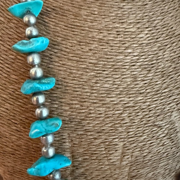 Native American Style Turquoise and Sterling Silver Necklace - Picture 10 of 11